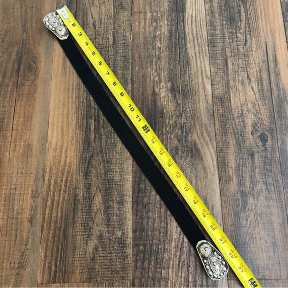 Vintage Accessocraft NYC Stretch Belt Antiqued Silver Tone Detail Formal Black - Picture 9 of 13